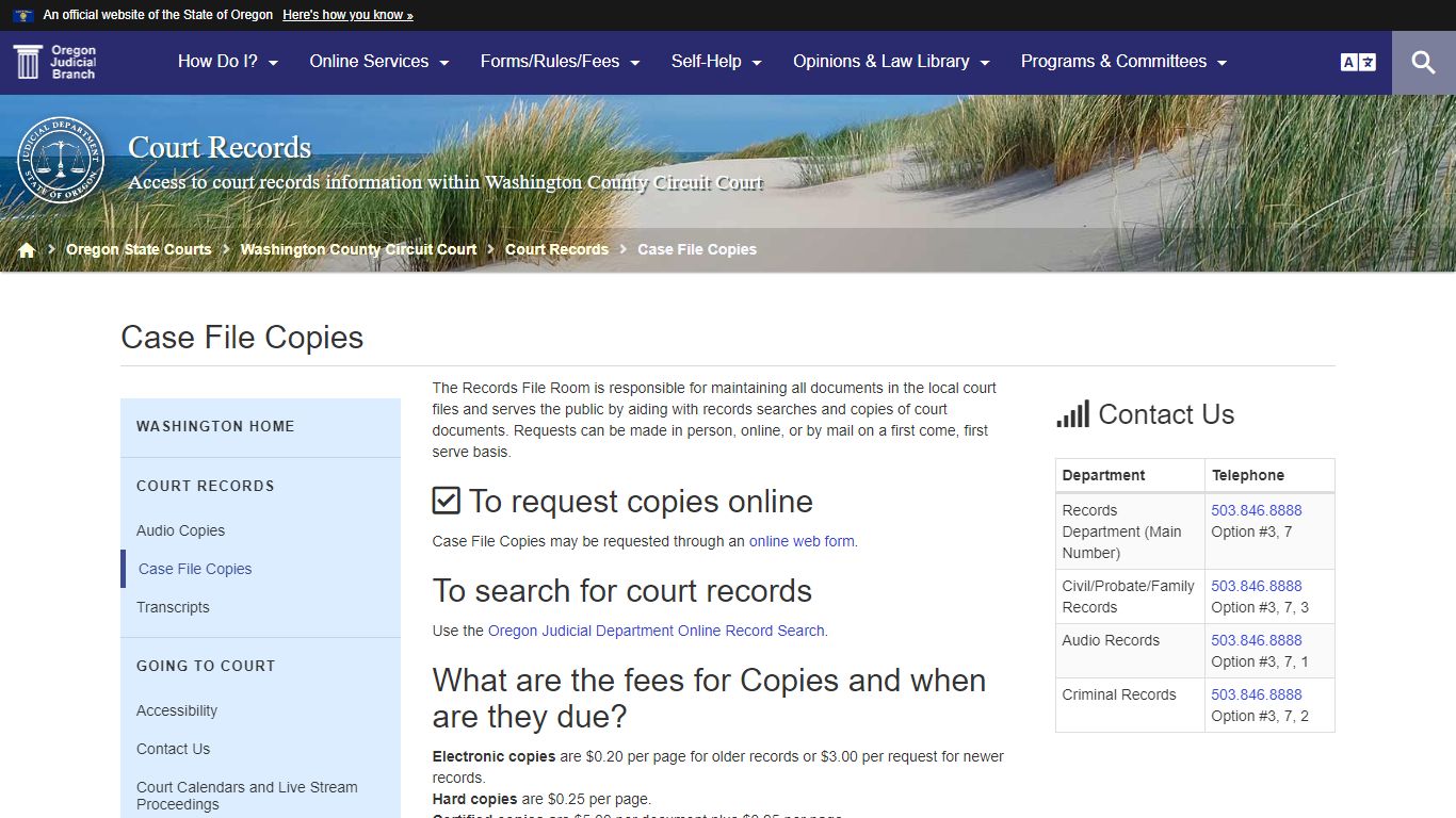 Case File Copies : Court Records - Oregon Judicial Department